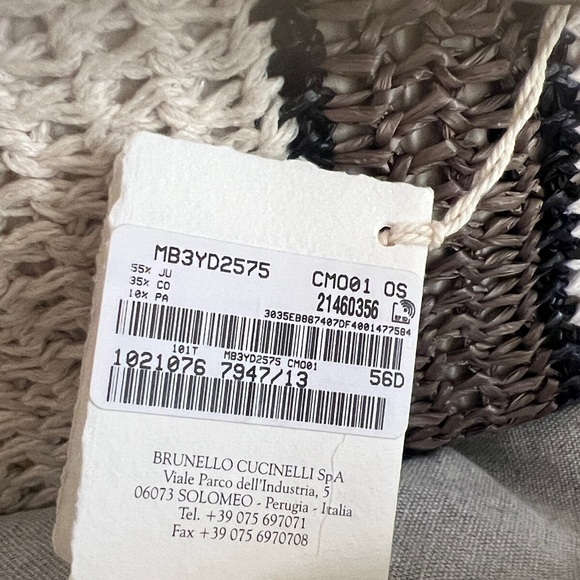 NWT 3K Brunello Cucinelli Italy Brown Cream Sequins Knitted Tote Handbag Bag - Picture 9 of 14